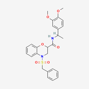 4-Benzylsulfonyl-N-[1-(3,4-dimethoxyphenyl)ethyl]-2,3-dihydro-1,4-benzoxazine-2-carboxamide