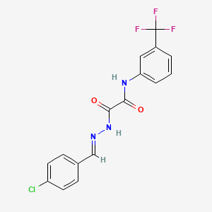 (E)-2-(2-(4-chlorobenzylidene)hydrazinyl)-2-oxo-N-(3-(trifluoromethyl)phenyl)acetamide