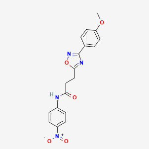 molecular formula C18H16N4O5 B7701703 3-(3-(4-methoxyphenyl)-1,2,4-oxadiazol-5-yl)-N-(4-nitrophenyl)propanamide 