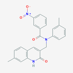 molecular formula C25H21N3O4 B7701714 N-((2-hydroxy-7-methylquinolin-3-yl)methyl)-3-nitro-N-(m-tolyl)benzamide 