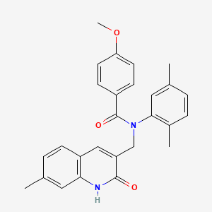 molecular formula C27H26N2O3 B7701735 N-(2,5-dimethylphenyl)-N-((2-hydroxy-7-methylquinolin-3-yl)methyl)-4-methoxybenzamide 