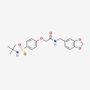 molecular formula C20H24N2O6S B7701739 N-(benzo[d][1,3]dioxol-5-ylmethyl)-2-(4-(N-(tert-butyl)sulfamoyl)phenoxy)acetamide 