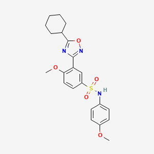 molecular formula C22H25N3O5S B7701744 3-(5-cyclohexyl-1,2,4-oxadiazol-3-yl)-4-methoxy-N-(4-methoxyphenyl)benzenesulfonamide 