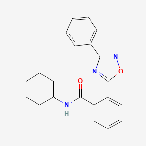 molecular formula C21H21N3O2 B7701746 N-cyclohexyl-2-(3-phenyl-1,2,4-oxadiazol-5-yl)benzamide 