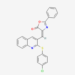 molecular formula C25H15ClN2O2S B7701760 (E)-4-((2-((4-chlorophenyl)thio)quinolin-3-yl)methylene)-2-phenyloxazol-5(4H)-one 