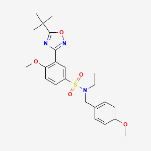 molecular formula C23H29N3O5S B7701788 3-(5-Tert-butyl-1,2,4-oxadiazol-3-YL)-N-ethyl-4-methoxy-N-[(4-methoxyphenyl)methyl]benzene-1-sulfonamide 