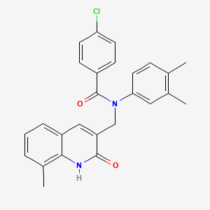 4-chloro-N-(3,4-dimethylphenyl)-N-((2-hydroxy-8-methylquinolin-3-yl)methyl)benzamide