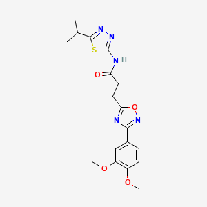 molecular formula C18H21N5O4S B7701860 3-(3-(3,4-dimethoxyphenyl)-1,2,4-oxadiazol-5-yl)-N-(5-isopropyl-1,3,4-thiadiazol-2-yl)propanamide 