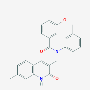 N-((2-hydroxy-7-methylquinolin-3-yl)methyl)-3-methoxy-N-(m-tolyl)benzamide