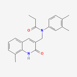 molecular formula C22H24N2O2 B7701875 N-(3,4-dimethylphenyl)-N-((2-hydroxy-8-methylquinolin-3-yl)methyl)propionamide 