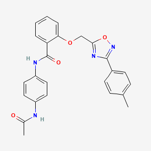 molecular formula C25H22N4O4 B7701877 N-(4-acetamidophenyl)-2-((3-(p-tolyl)-1,2,4-oxadiazol-5-yl)methoxy)benzamide 