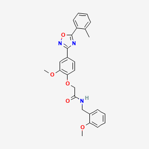 molecular formula C26H25N3O5 B7701892 2-{2-Methoxy-4-[5-(2-methylphenyl)-1,2,4-oxadiazol-3-YL]phenoxy}-N-[(2-methoxyphenyl)methyl]acetamide 