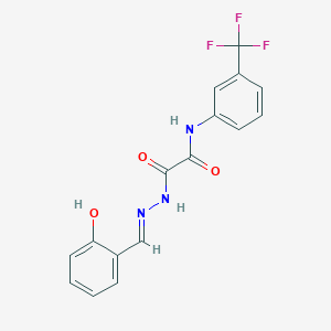 molecular formula C16H12F3N3O3 B7701931 (E)-2-(2-(2-hydroxybenzylidene)hydrazinyl)-2-oxo-N-(3-(trifluoromethyl)phenyl)acetamide 