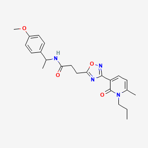 N-(1-(4-methoxyphenyl)ethyl)-3-(3-(6-methyl-2-oxo-1-propyl-1,2-dihydropyridin-3-yl)-1,2,4-oxadiazol-5-yl)propanamide