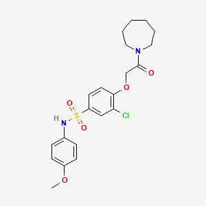 molecular formula C21H25ClN2O5S B7701978 2-{2-chloro-4-[(4-methoxyphenyl)sulfamoyl]phenoxy}-N-[(2-methoxyphenyl)methyl]acetamide 