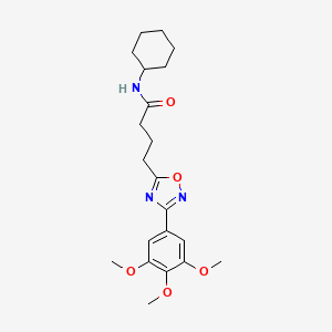 molecular formula C21H29N3O5 B7701992 N-cyclohexyl-4-(3-(3,4,5-trimethoxyphenyl)-1,2,4-oxadiazol-5-yl)butanamide 