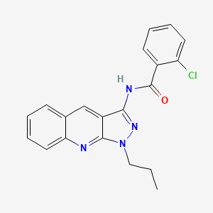 molecular formula C20H17ClN4O B7702091 2-chloro-N-(1-propyl-1H-pyrazolo[3,4-b]quinolin-3-yl)benzamide 