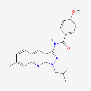 molecular formula C23H24N4O2 B7702118 N-(1-isobutyl-7-methyl-1H-pyrazolo[3,4-b]quinolin-3-yl)-4-methoxybenzamide 