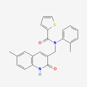 molecular formula C23H20N2O2S B7702123 N-((2-hydroxy-6-methylquinolin-3-yl)methyl)-N-(o-tolyl)thiophene-2-carboxamide 