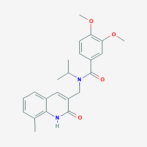 molecular formula C23H26N2O4 B7702128 N-((2-hydroxy-8-methylquinolin-3-yl)methyl)-N-isopropyl-3,4-dimethoxybenzamide 