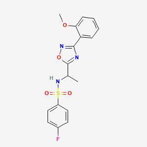 4-fluoro-N-(1-(3-(2-methoxyphenyl)-1,2,4-oxadiazol-5-yl)ethyl)benzenesulfonamide