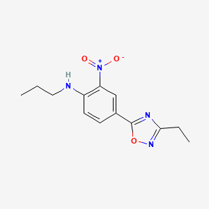 molecular formula C13H16N4O3 B7702176 4-(3-ethyl-1,2,4-oxadiazol-5-yl)-2-nitro-N-propylaniline 