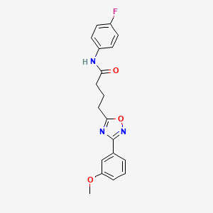 molecular formula C19H18FN3O3 B7702180 N-(4-fluorophenyl)-4-(3-(3-methoxyphenyl)-1,2,4-oxadiazol-5-yl)butanamide 