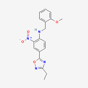 molecular formula C18H18N4O4 B7702206 4-(3-ethyl-1,2,4-oxadiazol-5-yl)-N-(2-methoxybenzyl)-2-nitroaniline 