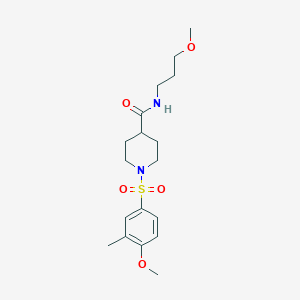 molecular formula C18H28N2O5S B7702295 N-(2,6-difluorophenyl)-1-(4-methoxy-3-methylbenzenesulfonyl)piperidine-4-carboxamide 