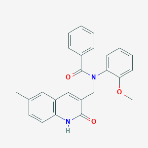 molecular formula C25H22N2O3 B7702322 N-((2-hydroxy-6-methylquinolin-3-yl)methyl)-N-(2-methoxyphenyl)benzamide 