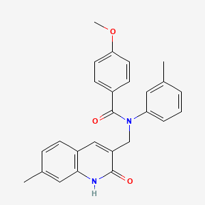 N-((2-hydroxy-7-methylquinolin-3-yl)methyl)-4-methoxy-N-(m-tolyl)benzamide