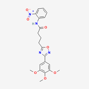 molecular formula C21H22N4O7 B7702376 N-(2-nitrophenyl)-4-(3-(3,4,5-trimethoxyphenyl)-1,2,4-oxadiazol-5-yl)butanamide 