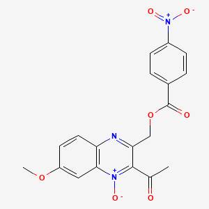 molecular formula C19H15N3O7 B7702443 2-acetyl-7-methoxy-3-(((4-nitrobenzoyl)oxy)methyl)quinoxaline 1-oxide 