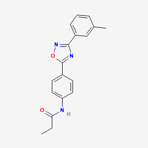 molecular formula C18H17N3O2 B7702468 N-(4-(3-(m-tolyl)-1,2,4-oxadiazol-5-yl)phenyl)propionamide 