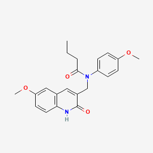 molecular formula C22H24N2O4 B7702474 N-((2-hydroxy-6-methoxyquinolin-3-yl)methyl)-N-(4-methoxyphenyl)butyramide 