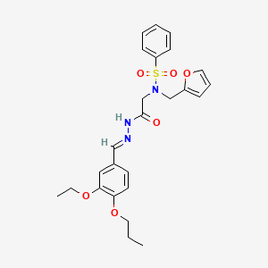 (E)-N-(2-(2-(3-ethoxy-4-propoxybenzylidene)hydrazinyl)-2-oxoethyl)-N-(furan-2-ylmethyl)benzenesulfonamide