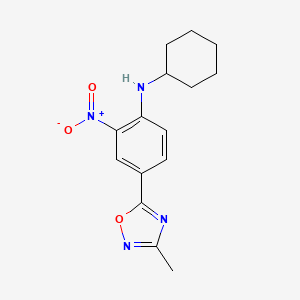 molecular formula C15H18N4O3 B7702514 N-cyclohexyl-4-(3-methyl-1,2,4-oxadiazol-5-yl)-2-nitroaniline 