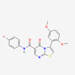 molecular formula C21H16FN3O4S B7702533 3-(2,5-dimethoxyphenyl)-N-(3,5-dimethylphenyl)-5-oxo-5H-[1,3]thiazolo[3,2-a]pyrimidine-6-carboxamide 