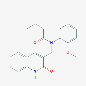 molecular formula C22H24N2O3 B7702553 N-((2-hydroxyquinolin-3-yl)methyl)-N-(2-methoxyphenyl)-3-methylbutanamide 