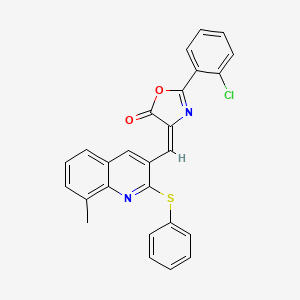 (E)-2-(2-chlorophenyl)-4-((8-methyl-2-(phenylthio)quinolin-3-yl)methylene)oxazol-5(4H)-one