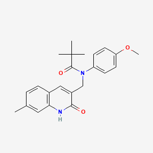 molecular formula C23H26N2O3 B7702593 N-((2-hydroxy-7-methylquinolin-3-yl)methyl)-N-(4-methoxyphenyl)pivalamide 