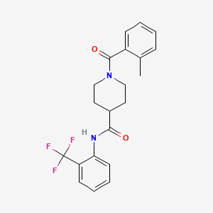 molecular formula C21H21F3N2O2 B7702637 1-(2-methylbenzoyl)-N-(2-(trifluoromethyl)phenyl)piperidine-4-carboxamide 