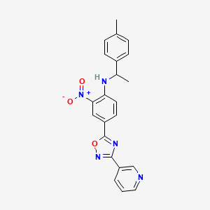 molecular formula C22H19N5O3 B7702647 2-nitro-4-(3-(pyridin-3-yl)-1,2,4-oxadiazol-5-yl)-N-(1-(p-tolyl)ethyl)aniline 