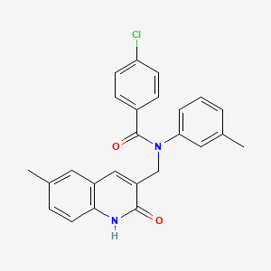 4-chloro-N-((2-hydroxy-6-methylquinolin-3-yl)methyl)-N-(m-tolyl)benzamide