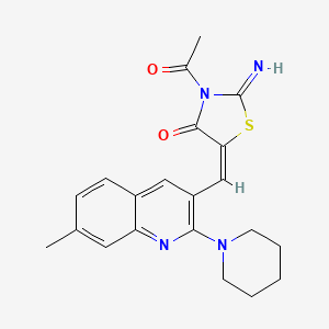 molecular formula C21H22N4O2S B7702824 (E)-3-acetyl-2-imino-5-((7-methyl-2-(piperidin-1-yl)quinolin-3-yl)methylene)thiazolidin-4-one 