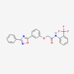 molecular formula C23H16F3N3O3 B7702894 2-(3-(3-phenyl-1,2,4-oxadiazol-5-yl)phenoxy)-N-(2-(trifluoromethyl)phenyl)acetamide 