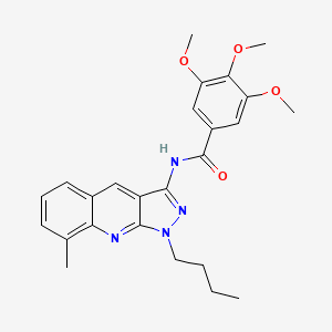 molecular formula C25H28N4O4 B7702900 N-(1-butyl-8-methyl-1H-pyrazolo[3,4-b]quinolin-3-yl)-3,4,5-trimethoxybenzamide 