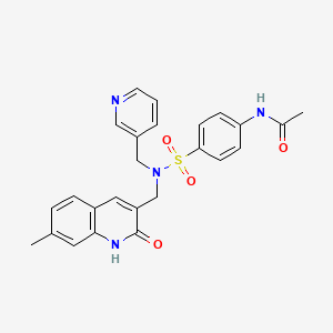 molecular formula C25H24N4O4S B7702905 N-(4-(N-((2-hydroxy-7-methylquinolin-3-yl)methyl)-N-(pyridin-3-ylmethyl)sulfamoyl)phenyl)acetamide 