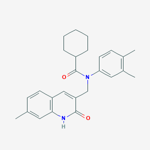 molecular formula C26H30N2O2 B7702935 N-(3,4-dimethylphenyl)-N-((2-hydroxy-7-methylquinolin-3-yl)methyl)cyclohexanecarboxamide 