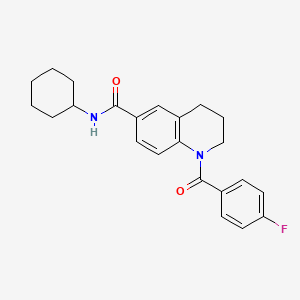 molecular formula C23H25FN2O2 B7702959 N-cyclohexyl-1-(4-fluorobenzoyl)-1,2,3,4-tetrahydroquinoline-6-carboxamide 